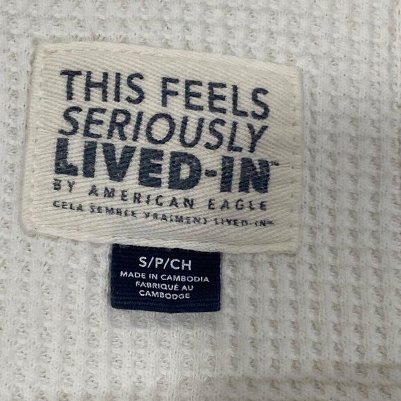 American Eagle Outfitters White Waffle Knit with off white contrast stitching S - Picture 5 of 9